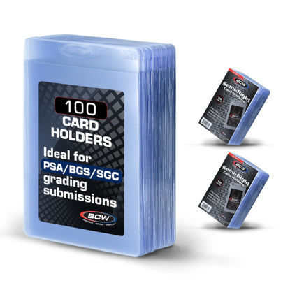 Picture of BCW Semi Rigid Card Holder - 100 ct Trading Card Sleeves | PSA, BGS, SGC & CSG Grading Submission Sleeves for Cards | Sports Card, MTG Card Sleeves, Pokemon Card - Save or Grade!