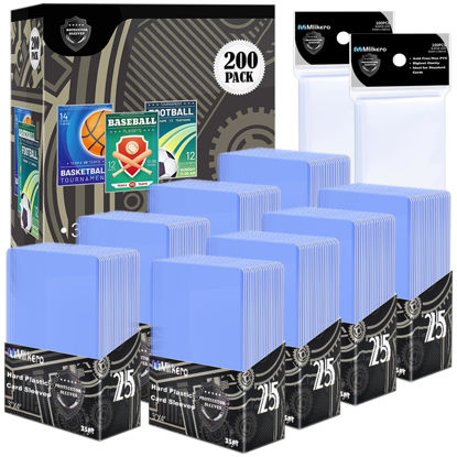 Picture of 400 Card Sleeves Hard Plastic, Baseball Card Protectors Hard Plastic, 3"x4" Hard Card Sleeves for Baseball Cards, Football Cards (200 Hard Card Sleeves + 200 Clear Sleeves)