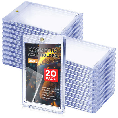 Picture of ZENOWICK 20 Pcs Magnetic Card Holder, 35 pt Magnetic Card Holder for Sports Game Baseball Cards, Collectible Trading Card Case Business Card Holders