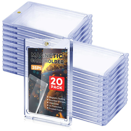 Picture of ZENOWICK 20 Pcs Magnetic Card Holder, 35 pt Magnetic Card Holder for Sports Game Baseball Cards, Collectible Trading Card Case Business Card Holders