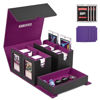 Picture of Card Deck Box for MTG with Commander Display, 5 in 1 Trading Card Storage Box Fit 400 Double-sleeved Cards, Removable Deck Case for TCG/Sports Cards with 4 Magnetic Card Holders (Black Purple)