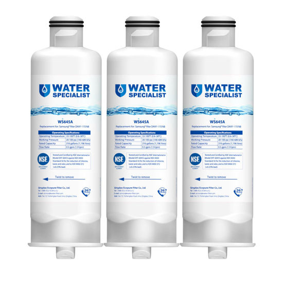 Picture of Waterspecialist DA97-17376B Replacement for Samsung HAF-QIN/EXP, HAF-QIN, RF28T5001SR, DA97-08006C, RS27T5200SR, RF28R7351SG, RF24R7201SR, RF27T5201SR, WS645A, Refrigerator Water Filter (Pack of 3)