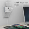 Picture of 3-Outlet USB Wall Charger and Extender with 3-Way Splitter, ETL Listed - for Home, Office, Cruise Ship