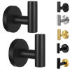 Picture of Kruodop Towel Hooks for Bathroom,2 Packs Wall Mount Towel Holder,Black Matte Wall Robe Hook,Stainless Steel Heavy Duty Door Hanger Towel Hook for Kitchen, Bedroom,Hotel,Pool,Coats(Drilling)