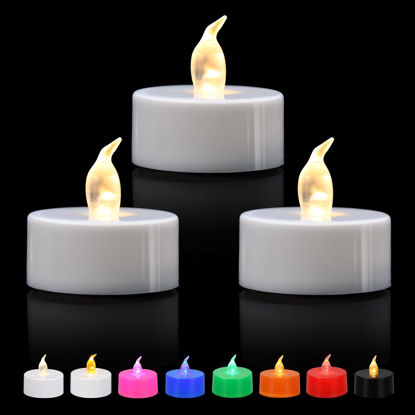 Picture of KOABY 12/24/50/100/200/400 Pack Battery Operated Tea Lights Candles, Last 200H+, Flickering Flameless LED Lights, for Decoration(12 Pack, Warm White)