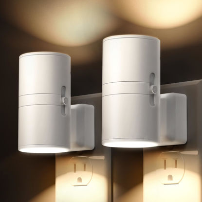 Picture of L LOHAS LED Night Light Plug in, Night Lights Plug into Wall, Light Sensor, 0-100LM, Soft White 3000K, Dimmable Night Light, Modern Night Light for Hallway Bedroom Stairway, 2 Pack
