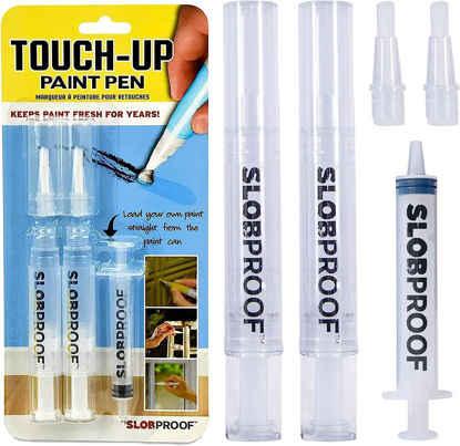 Picture of Slobproof Touch-Up Paint Pen - Refillable Paint Brush Pens - Touch-Up Paint Pens for Walls, Window, Wood - Fillable Paint Pens w/ Any Paint Types (Fill with Own Paint for a Precise Match), 2-in-1 Pack