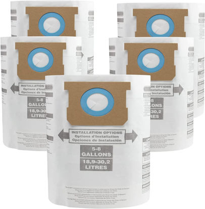 Picture of ALYYDBG for Shop Vac Bags 5-8 Gallon, Type E 90661 9066133, Type H 90671 9067133; VF2004, VHBS VDBS High- Efficiency Disposable Vaccum Collection Filter Bags 5 Pack
