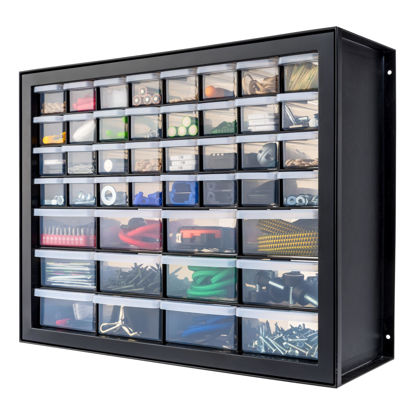 Picture of IRIS USA Screw Organizer, Hardware Storage Organizer, 44 Drawer Parts Cabinet, Plastic Drawer Storage for Hardware Crafts, Small Parts, Nuts and Bolts, Tool Storage, Scrapbook Art Hobby - Black