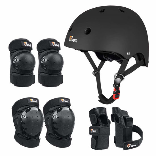 Picture of JBM Adult & Kid Skating Protective Gear Set for Beginner to Advanced, Skateboard Helmet Knee and Elbow Pads with Wrist Guards for Inline Roller Skating, Scooter, Skateboarding