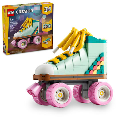 Picture of LEGO Creator 3 in 1 Retro Roller Skate Building Kit, Transforms from Roller Skate Toy to Mini Skateboard to Boom Box Radio, Birthday Gift for Skaters, Cool Toy for Boys and Girls Ages 8 and Up, 31148