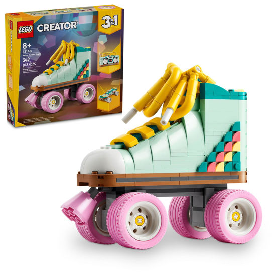 Picture of LEGO Creator 3 in 1 Retro Roller Skate Building Kit, Transforms from Roller Skate Toy to Mini Skateboard to Boom Box Radio, Birthday Gift for Skaters, Cool Toy for Boys and Girls Ages 8 and Up, 31148
