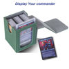 Picture of AFIING MTG Deck Box for Commander Display,Card Deck Box Fits 100 Double Sleeved Cards, Magic Commander TCG Card Storage Box with 2 Dividers,Dice Bag and 1 Toploader(Green/Grey)
