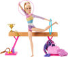 Picture of Barbie Careers Playset, Gymnastics Set with Blonde Gymnast Fashion Doll, C-Clip for Flipping Action, Balance Beam, Warm-Up Suit & Accessories