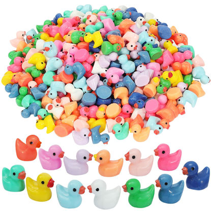 Picture of Rachan130 Pcs Mini Ducks Bulk Resin Duck Figurines for Miniature Landscape Garden Aquarium Potted Accessories Home Prank Game Dollhouse Decor Office Decompression
