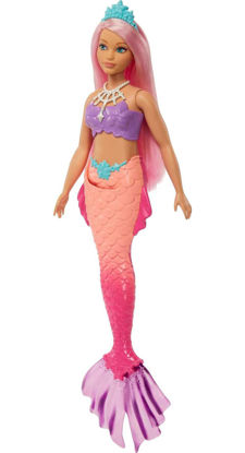 Picture of Barbie Dreamtopia Mermaid Doll with Curvy Body, Pink Hair, Ombre Tail & Headband Accessory