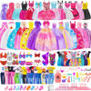Picture of 110 Pcs Doll Clothes and Accessories - Doll Dress up Toys for Girls with Wedding Dresses, Casual Dresses, Casual Jumpsuit, Swimsuits Bikini, Glasses, Shoes, Hangers, Doll Clothes Toys for Girl Gift