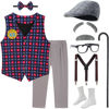 Picture of Z-Shop Old Man Costume for Kids 100 Days of School Costume Grandpa Outfit Vest and Pants for Boy A,8