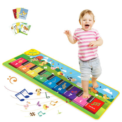 Picture of FOKI Floor Piano Mat for Toddlers, Baby Kid Sensory Educational Dancing Keyboard Carpet Animal Sounds Blanket Touch Playmat Musical Mats Birthday Toddler Toys for 1 2 3 4 5 Year Old Boy Girl Gifts