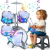 Picture of Upgraded Kids Drum Set for Toddlers 1-3, Kids Jazz Drum Ages 3-5, Star Light up Musical Instrument Toys for Boys Girls 2-5 4-6 5-7 ( All Plastic)