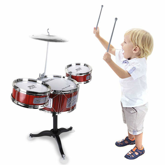 Picture of JAFATOY Small Plastic Drum Set Toy for Kids Age 3 - 6 Years Old Toy Musical Instruments Playing Rhythm Beat Toy Great Gift for Boys Girls
