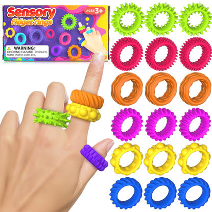 Picture of Fidget Toys Kids Sensory Rings: Fidget Ring Sensory Toys for Kids with Autism - Quiet Anxiety Fidgets for Classroom 18 Pack