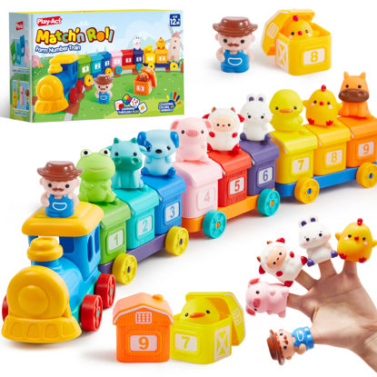 Picture of Play-Act Learning Toy for Toddlers 1 2 3 Years Old, Counting, Matching & Sorting Montessori Learning Farm Train Including 9 Farm Animals and 1 Farmer, Christmas Birthday Gift for Baby Boys Girls