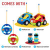 Picture of PREXTEX Cartoon Remote Control Car - 2-Pack Police Car and Race Car Toddler Toys - RC Cars for Kids with Different Frequencies - Easy Remote Control Toy and Thoughtful Gifts for Boys and Girls