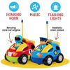 Picture of PREXTEX Cartoon Remote Control Car - 2-Pack Police Car and Race Car Toddler Toys - RC Cars for Kids with Different Frequencies - Easy Remote Control Toy and Thoughtful Gifts for Boys and Girls
