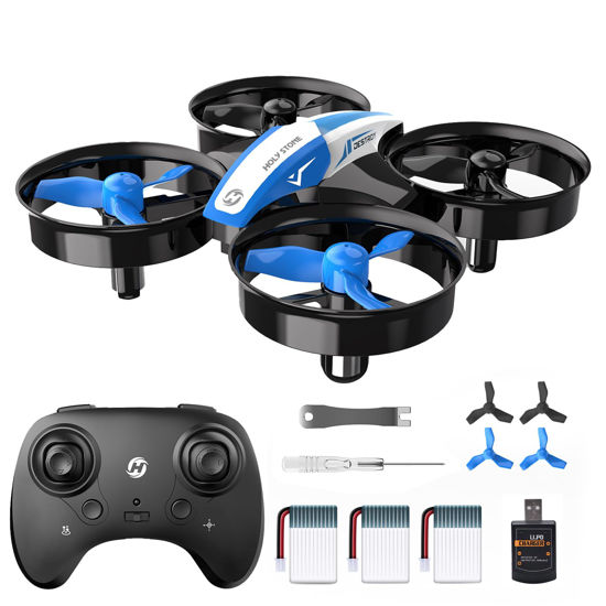 Picture of Holy Stone Mini Drone for Kids and Beginners RC Nano Quadcopter Indoor Small Helicopter Plane with Auto Hovering, 3D Flips, Headless Mode and 3 Batteries, Great Gift Toy for Boys and Girls, Blue
