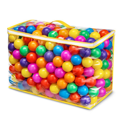 Picture of Hovenlay Ball Pit Balls Phthalate Free BPA Free Crush Proof Plastic - 7 Bright Colors in Reusable Play Toys for Kids with Storage Bag