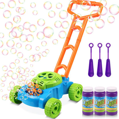 Picture of Lydaz Bubble Lawn Mower for Toddlers 1-3, Kids Bubble Blower Maker Machine, Summer Outdoor Push Yard Garden Toys, Valentines Day Birthday Gifts Toys for Preschool Baby Boys Girls Age 1 2 3+ Year Old