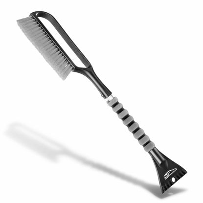 Picture of 27" Snow Brush & Ice Scrapers for Car Windshield with Foam Grip for Cars, SUV, Trucks - Detachable Сar Scraper - No Scratch - Heavy Duty Handle, Snow Broom, Remover, Easy Scraper, Gray