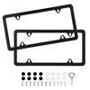 Picture of QUANQIUFEI 2 Pack Black License Plate Frames, Stainless Steel License Plate Cover, Matte License Plate Holder Car Accessories with Screw Caps (4 Holes)