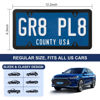 Picture of QUANQIUFEI 2 Pack Black License Plate Frames, Stainless Steel License Plate Cover, Matte License Plate Holder Car Accessories with Screw Caps (4 Holes)