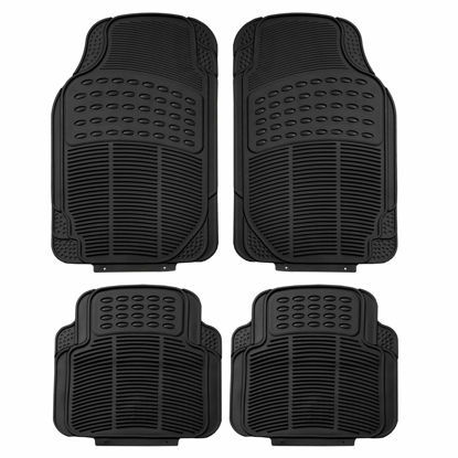 Picture of FH Group Automotive Floor Mats - Heavy-Duty Rubber, Universal Fit Full Set, ClimaProof, Trimmable For Most Cars, Sedan, SUV, Truck, Black