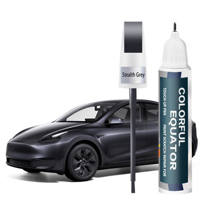 Picture of Touch up Paint for Tesla Model Y/3/X/S, Car Paint Pen Scratch Repair Two-In-One Touch Up Paint, Premium Car Scratch Remover for Deep Scratches 0.4 fl oz (Stealth Grey)