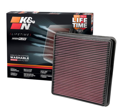 Picture of K&N High-Flow Original Lifetime Engine Air Filter: Increase Power & Towing, Washable, Premium,. Air Filter: Compatible with 2007-2019 Toyota/Lexus (Land Cruiser, Tundra, Sequoia, LX 570), 33-2387