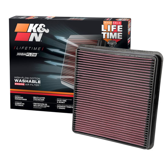 Picture of K&N High-Flow Original Lifetime Engine Air Filter: Increase Power & Towing, Washable, Premium,. Air Filter: Compatible with 2007-2019 Toyota/Lexus (Land Cruiser, Tundra, Sequoia, LX 570), 33-2387