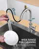 Picture of Hiqufet Kitchen Faucet with Pull Down Sprayer, Brushed Nickel High Arc Single Handle Kitchen Sink Faucet, Stainless Steel Modern Faucets, llaves para fregaderos de cocina