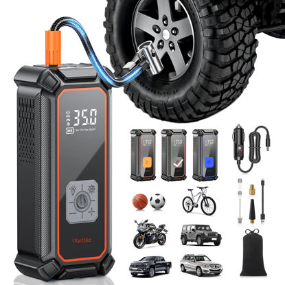 Picture of OlarHike Cordless Tire Inflator Portable Air Compressor-Dual Mode Inflation, 5400mAh Auto Air Pump for Car Tires, Bicycle, Bike, Motorcycle, Smart Electric Pump with LED Light & Digital Pressure Gauge