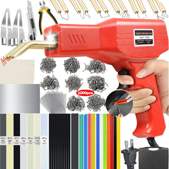 Picture of Upgraded 220W Plastic Welder, 2 in 1 Plastic Welding Kit Plastic Repair Welder Kit 1000PCS Hot Stapler Soldering Gun with 100PCS Plastic Welding Rods Car Bumper Repair Kit for Most Plastic Repair