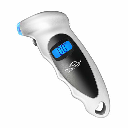 Picture of JUSTTOP Digital Tire Pressure Gauge, 150PSI 4 Setting for Cars, Trucks and Bicycles, Backlit LCD and Anti-Skid Grip for Easy and Accurate Reading(Silver)