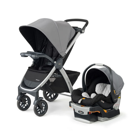 Picture of Chicco Bravo 3-in-1 Trio Travel System, Quick-Fold Stroller with KeyFit 30 Infant Car Seat and base | Camden/Black