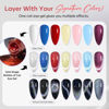 Picture of modelones Cat Eye Gel Nail Polish,15 ML Glitter Red Gel Polish Magnetic Gel Burgundy Red Sparkle Bloody Nail Polish Reflective Translucent UV Ge Art DIY Salon Valentine Gift for Girl Women