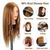 Picture of Opini Mannequin Head with Hair 80% Human Hair Straight 26"-28" Doll Head with Hair Cosmetology Mannequin Head Human Hair for Hairdresser (#27 Light brown)