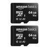 Picture of Amazon Basics MicroSDXC UHS-I Class 10 Memory Card with Full Size Adapter, A2, U3, V30, 4K, Read Speed up to 100 MB/s, 64 GB (2pack), for GoPro Cameras Storage, Black