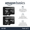 Picture of Amazon Basics MicroSDXC UHS-I Class 10 Memory Card with Full Size Adapter, A2, U3, V30, 4K, Read Speed up to 100 MB/s, 64 GB (2pack), for GoPro Cameras Storage, Black