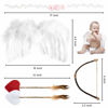 Picture of AMOR PRESENT Baby Angel Wings, 5PCS Newborn Photoshoot Clothes White Angel Feather Wing Baby Cupid Costume Set with Headband Bow Swords Photo Prop Outfit 0-18 Months