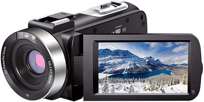 Picture of Video Camera Camcorder Full HD 1080P 30FPS 24.0 MP IR Night Vision Vlogging Camera Recorder 3.0 Inch IPS Screen 16X Zoom Camcorders Camera Remote Control with 2 Batteries